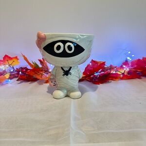 Halloween Maxcera Figural Ceramic Mummy Girl Pink Bow Candy Bowl Super Cute New